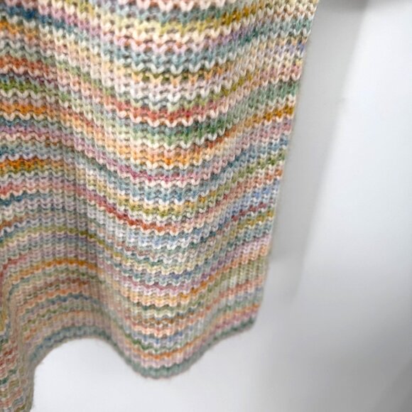 LOFT Wool Blend Sweater Dress Multicolor Pastels Crew Neck Soft Midi woman’s siz - Picture 4 of 10